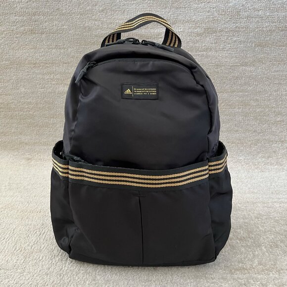 Adidas VFA Black Gold Three Stripe Backpack - Picture 1 of 13